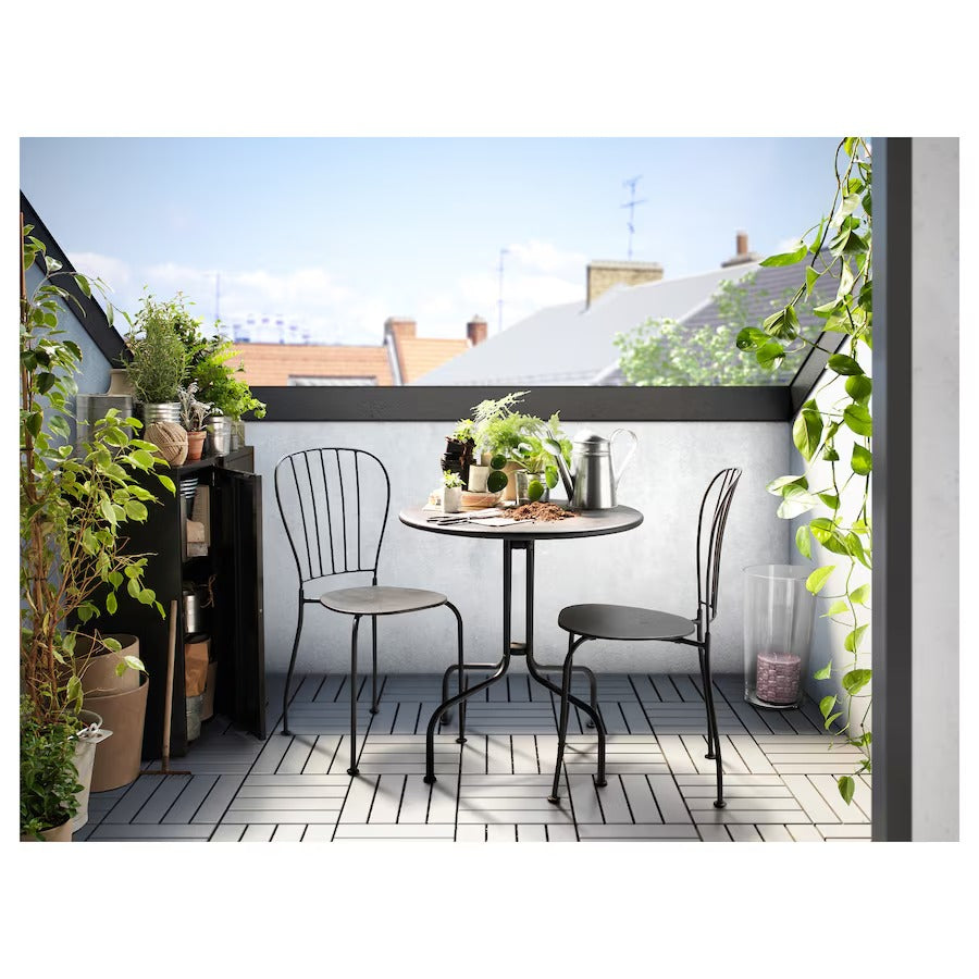 LÄCKÖ Table+2 chairs, outdoor, grey
