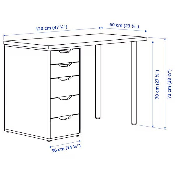 LAGKAPTEN / ALEX Desk, white, 120x60 cm