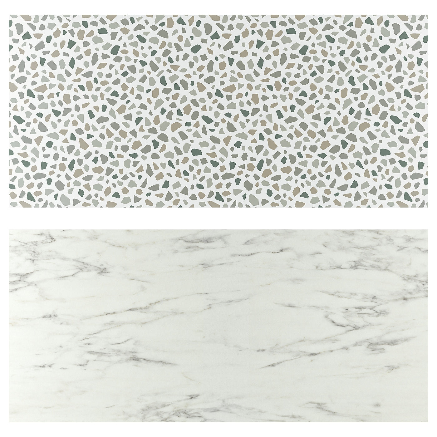 LYSEKIL Wall panel, double sided white marble effect/terrazzo effect, 119.6x55 cm