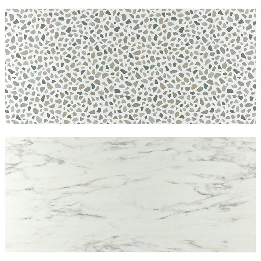 LYSEKIL Wall panel, double sided white marble effect/terrazzo effect, 119.6x55 cm