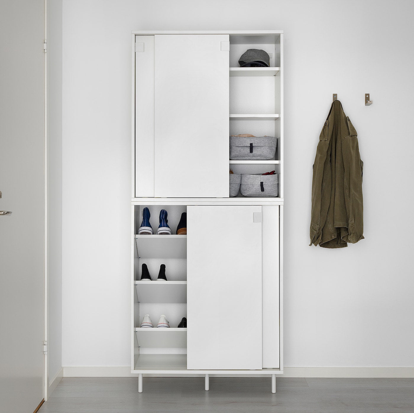 MACKAPÄR Shoe cabinet/storage, white, 80x35x102 cm