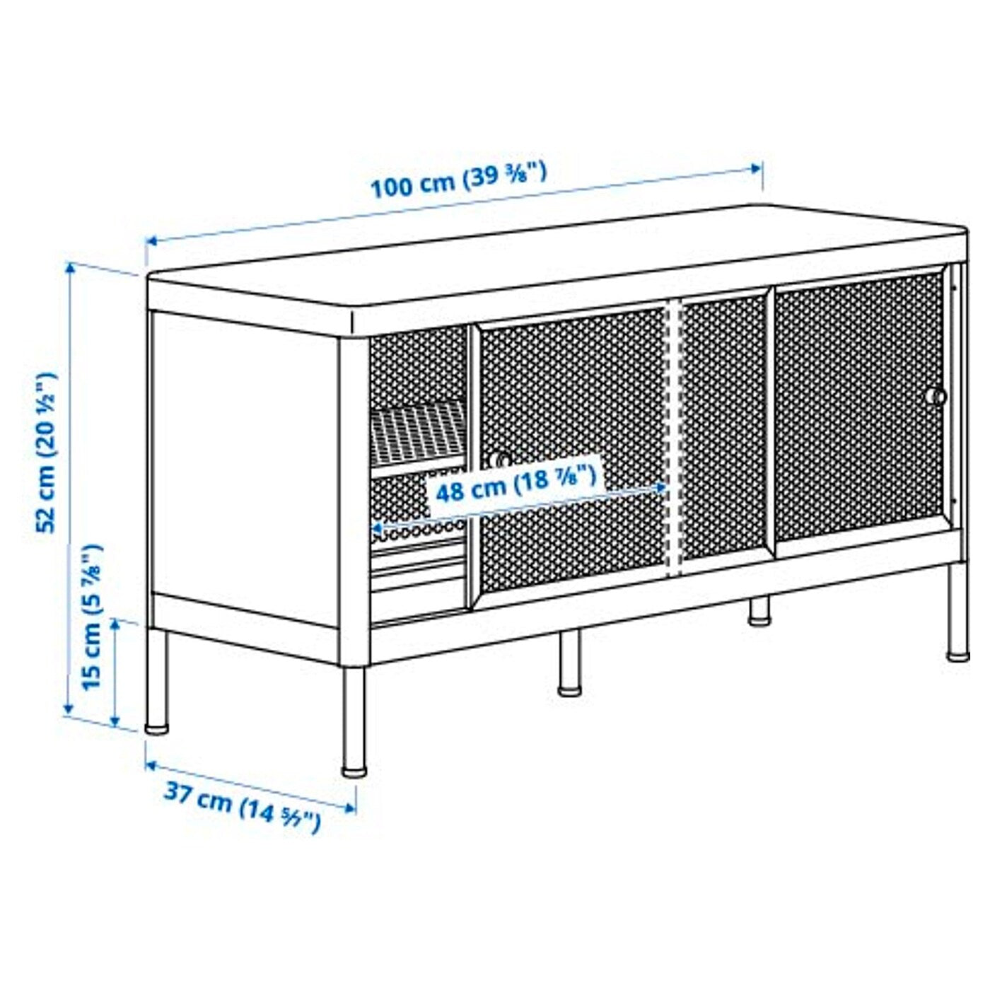 MACKAPÄR Storage bench with sliding doors, white, 100x37 cm