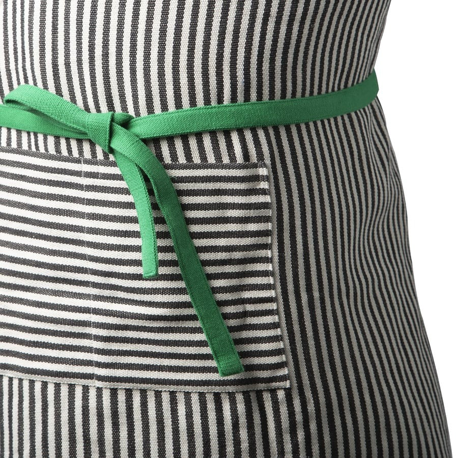MÄVINN Apron, black white/stripe, 92x90 cm
