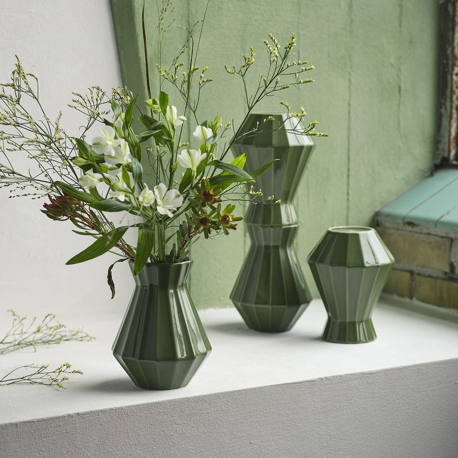 MÄVINN Vase, green, 19 cm
