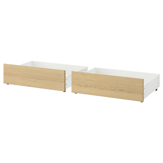 MALM Bed storage box for high bed frame, white stained oak veneer, 200 cm