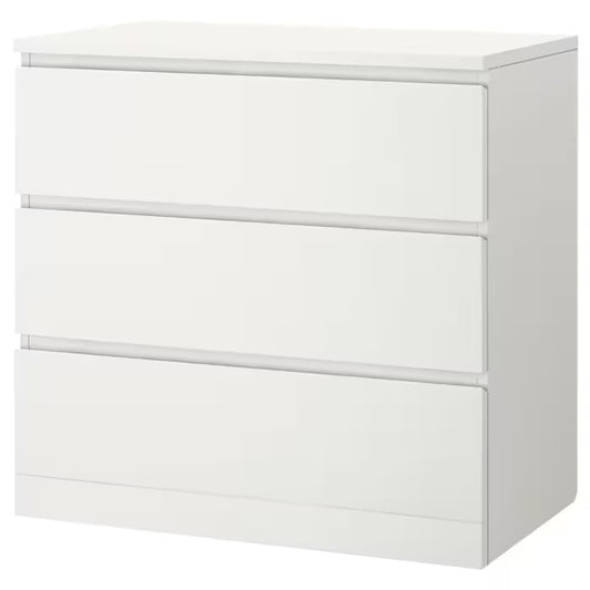 MALM Chest of 3 drawers, white, 80x78 cm