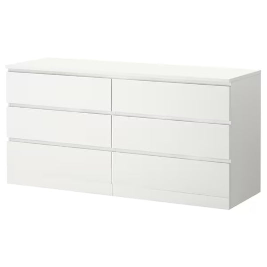 MALM Chest of 6 drawers, white, 160x78 cm