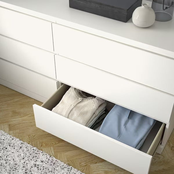 MALM Chest of 6 drawers, white, 160x78 cm