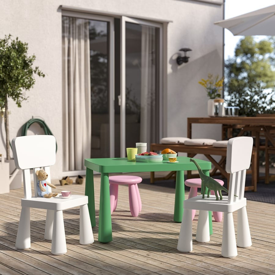 MAMMUT Children's table, in/outdoor/bright green, 77x55 cm