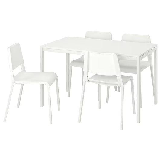 MELLTORP / TEODORES Table and 4 chairs, white/white, 125x75 cm