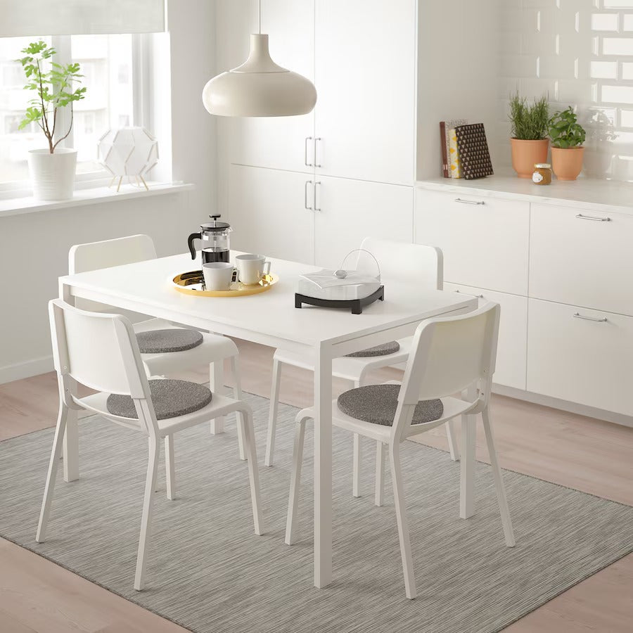 MELLTORP / TEODORES Table and 4 chairs, white/white, 125x75 cm