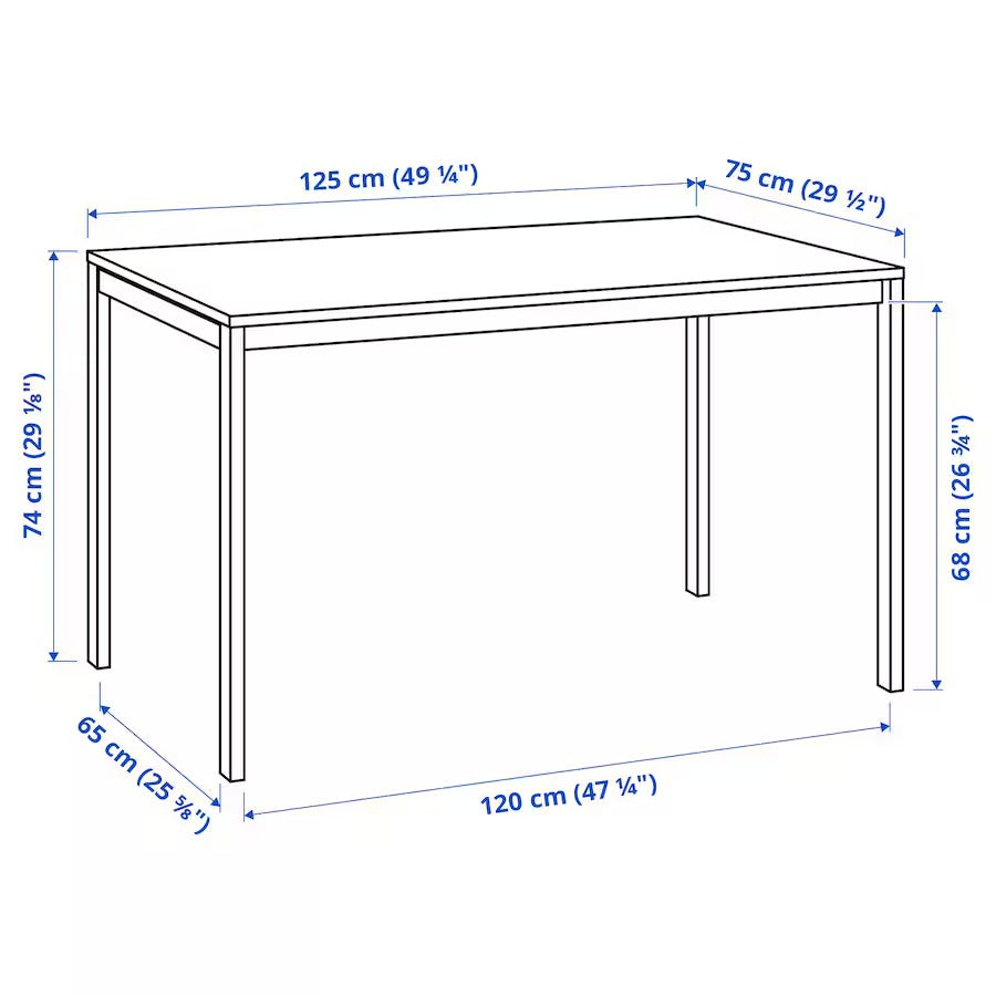 MELLTORP / TEODORES Table and 4 chairs, white/white, 125x75 cm