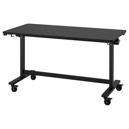 MITTZON Foldable table with castors, black, 140x70 cm