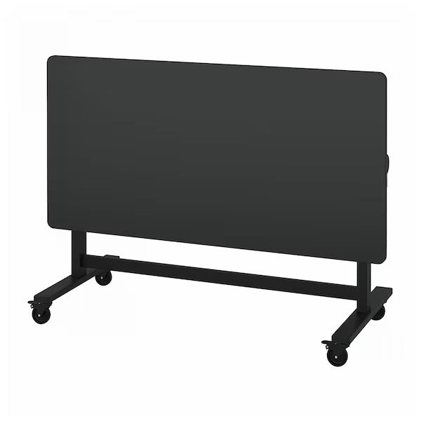 MITTZON Foldable table with castors, black, 140x70 cm