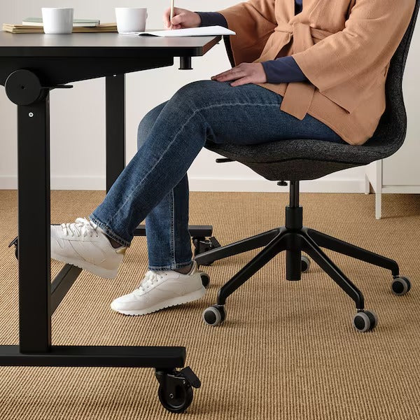 MITTZON Foldable table with castors, black, 140x70 cm