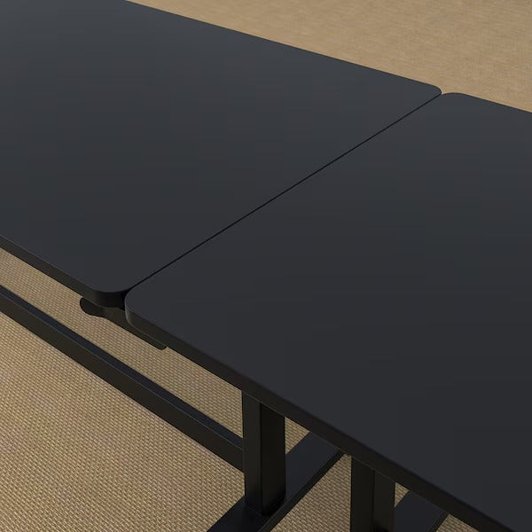 MITTZON Foldable table with castors, black, 140x70 cm