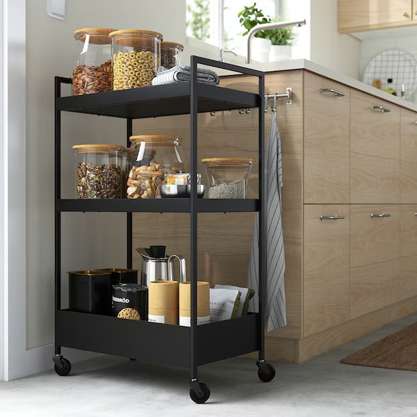 NISSAFORS Trolley, black, 50.5x30x83 cm