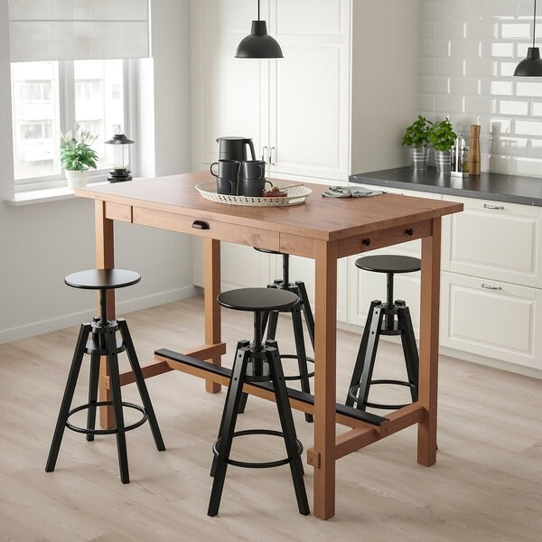 NORDVIKEN Bar table, black, 140x80x105 cm