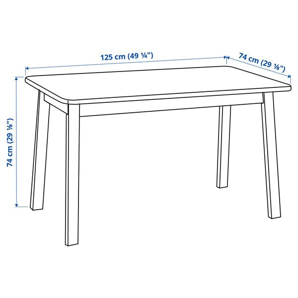 NORRÅKER Table, birch, 125x74 cm