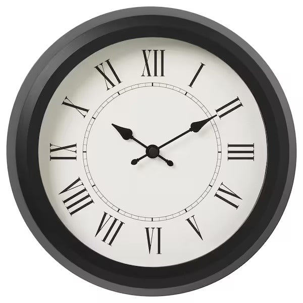 NUFFRA Wall clock, black, 25 cm