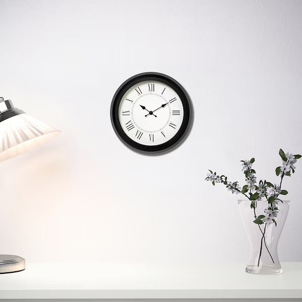 NUFFRA Wall clock, black, 25 cm