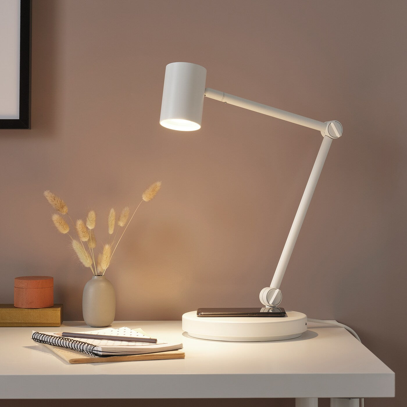 NYMÅNE Work lamp with wireless charging, anthracite