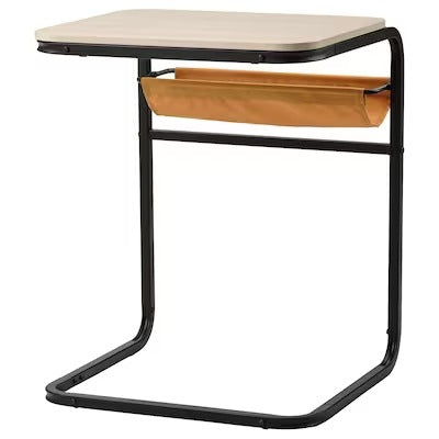 OLSERÖD Side table, anthracite/birch effect dark, 53x50 cm