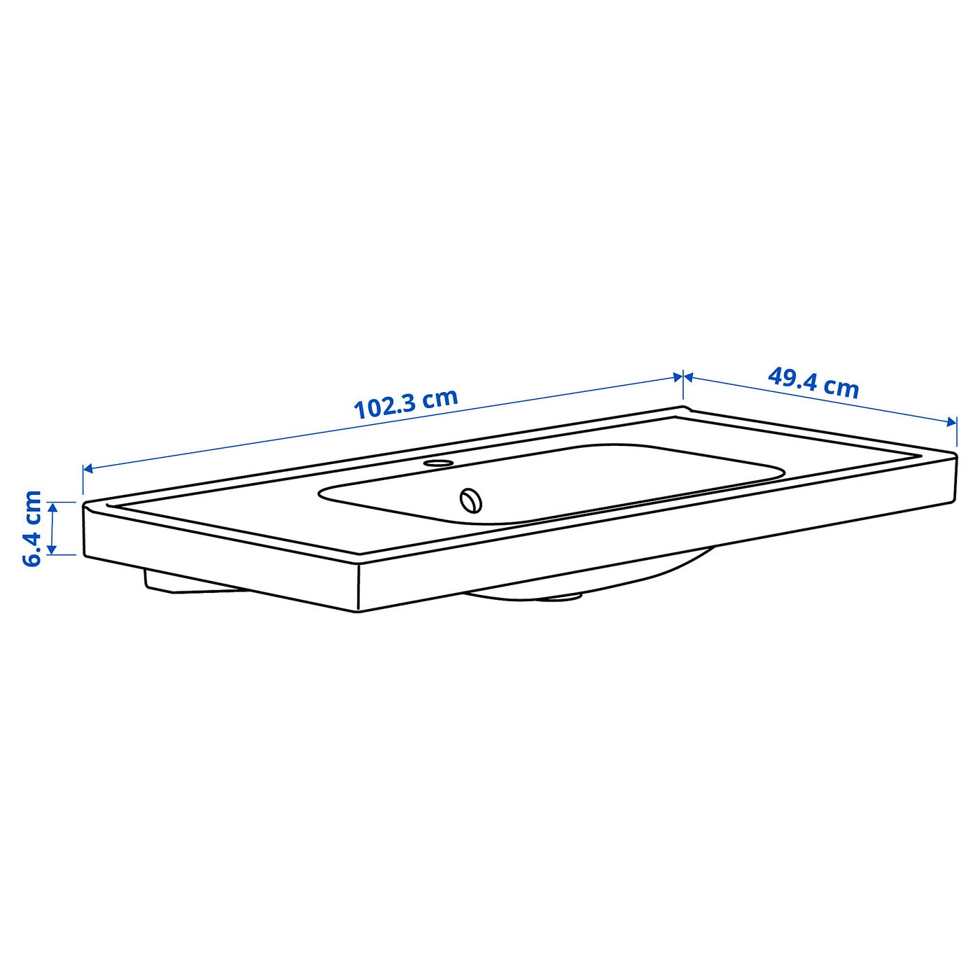 ORRSJÖN Wash-basin with water trap, white, 82x49 cm