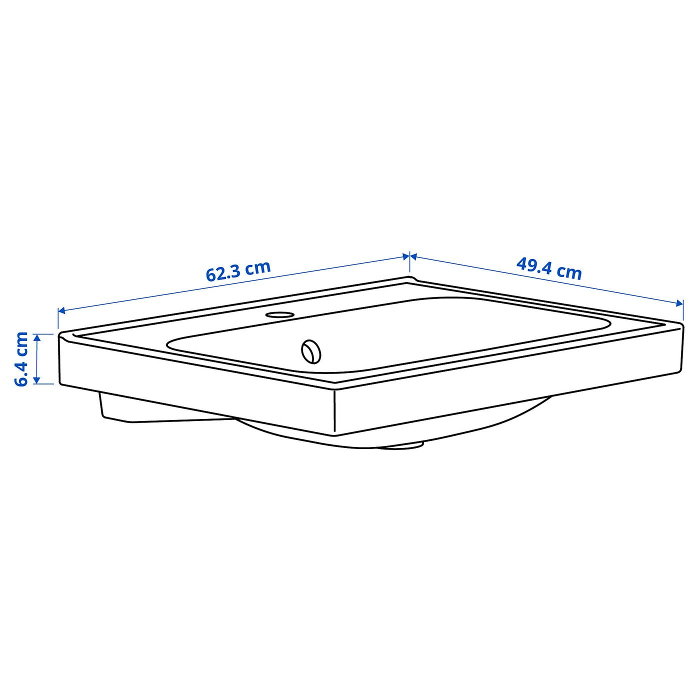 ORRSJÖN Wash-basin with water trap, white, 82x49 cm