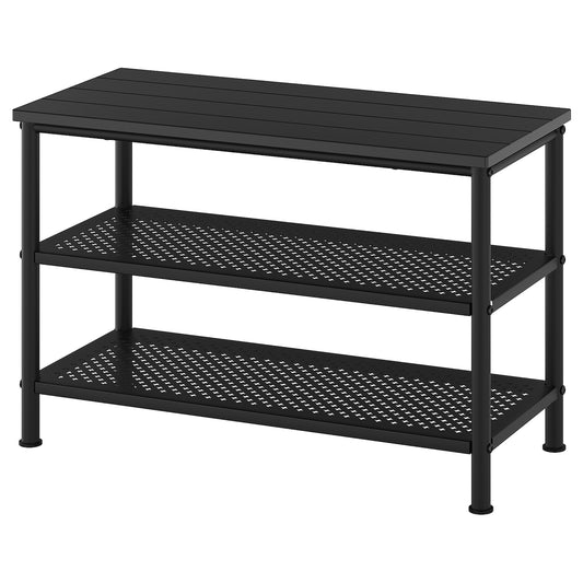 PINNIG Bench with shoe storage, black, 79x35x52 cm