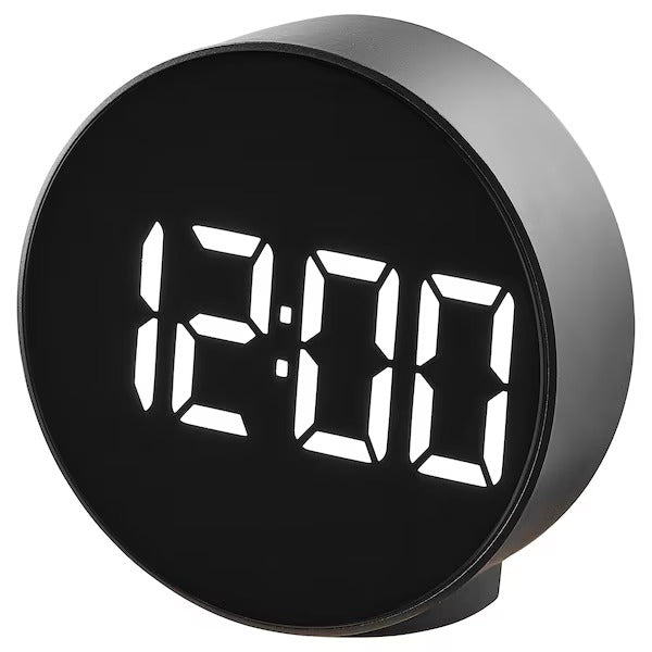 PLUGGET Alarm clock, black, 11 cm