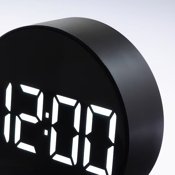 PLUGGET Alarm clock, black, 11 cm