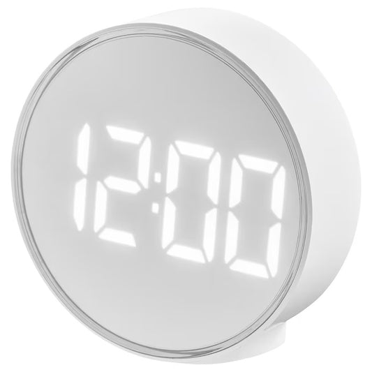 PLUGGET Alarm clock, white, 11 cm