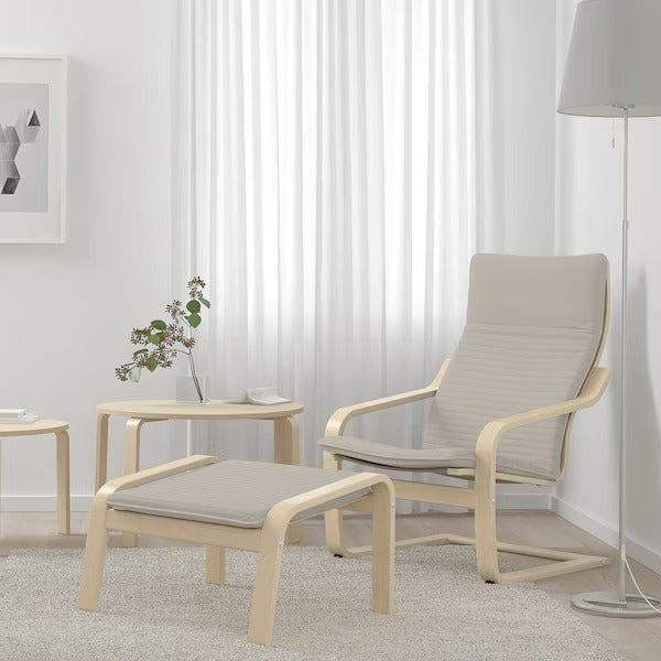 POÄNG Armchair, birch veneer/Knisa light beige