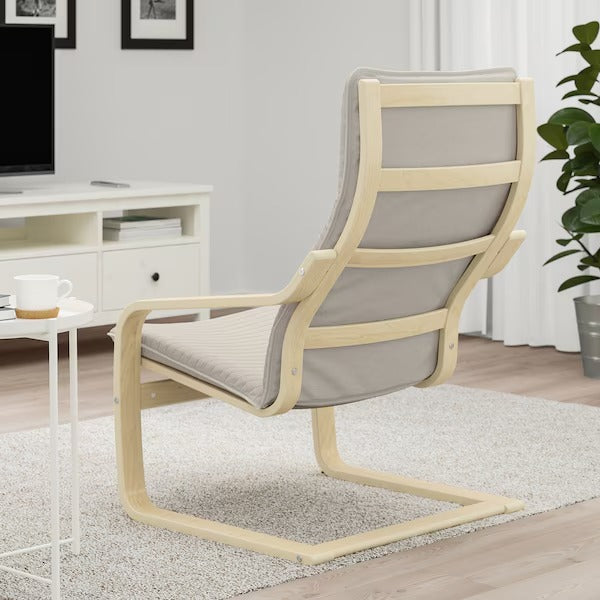 POÄNG Armchair, birch veneer/Knisa light beige