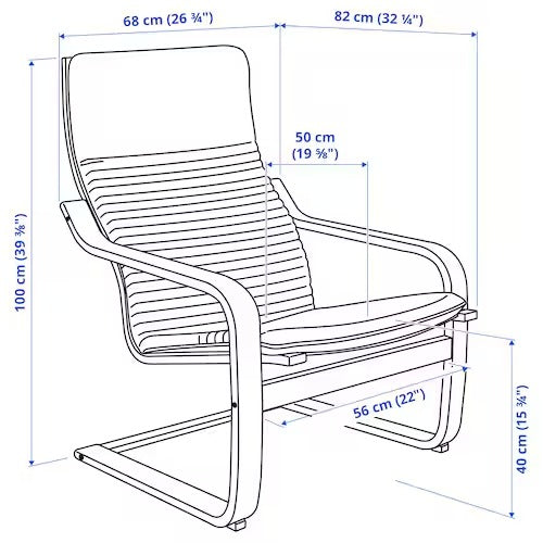 POÄNG Armchair, birch veneer/Knisa light beige