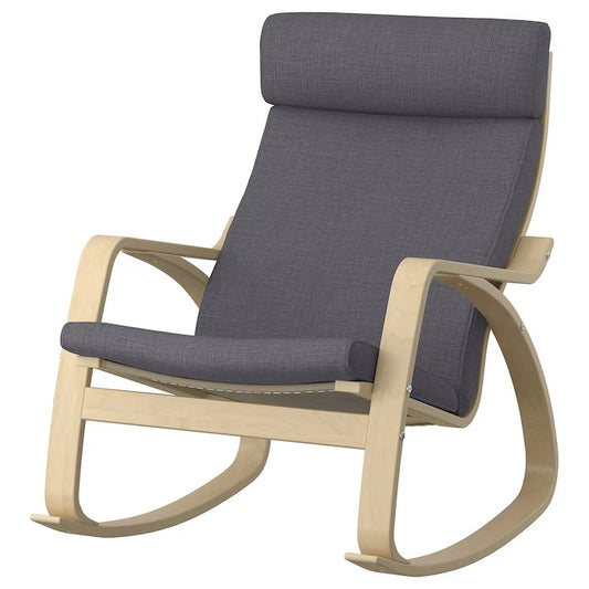 POÄNG Rocking-chair, birch veneer/Skiftebo dark grey