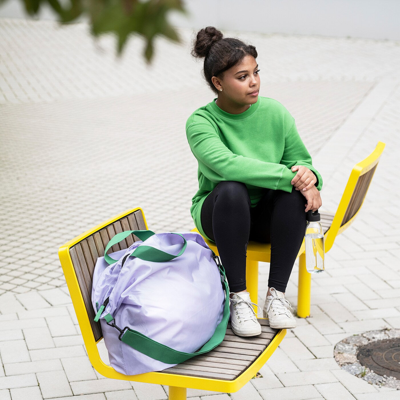 RÄCKLA Bag, foldable, lilac/green, 75x45 cm/55 l