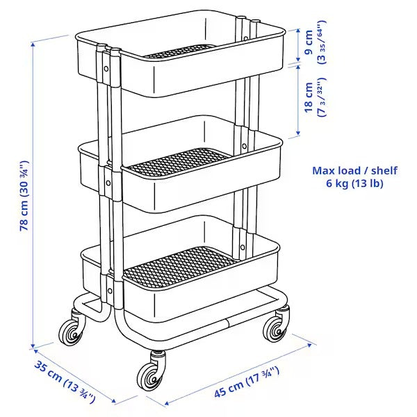 RÅSKOG Trolley, yellow, 35x45x78 cm