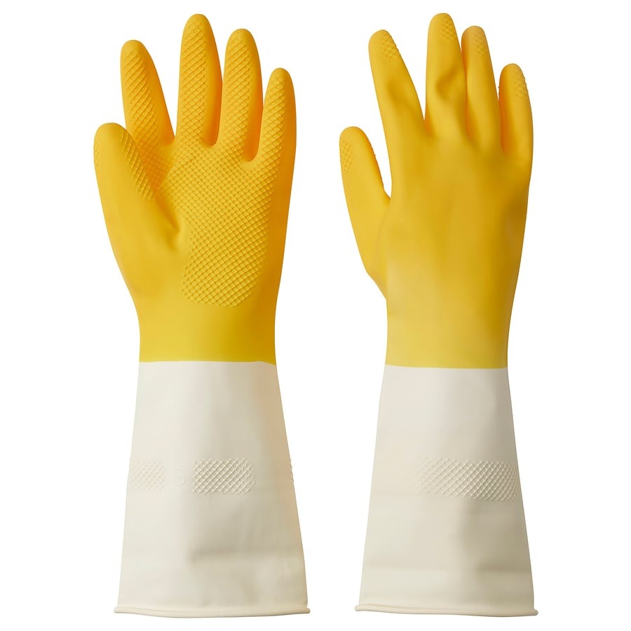 RINNIG Cleaning gloves, bright yellow/off-white