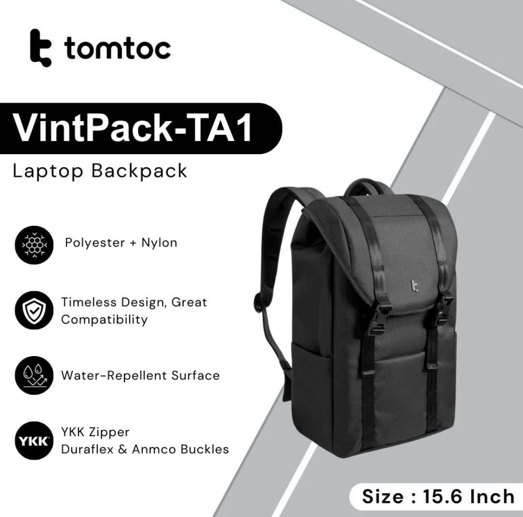 Tomtoc - VintPack-TA1 Laptop Back ( 15.6 Inch / 22L ) - Dark