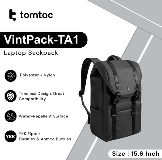Tomtoc - VintPack-TA1 Laptop Back ( 15.6 Inch / 22L ) - Dark