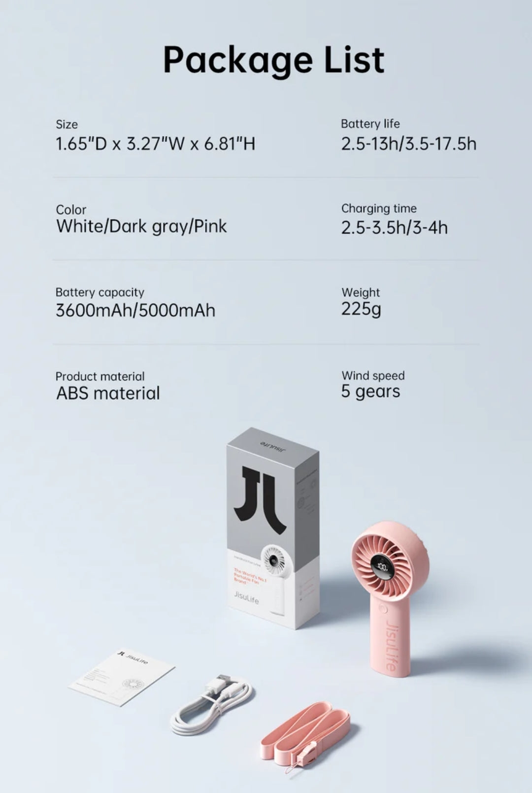 JisuLife Handheld Fan Life4 (5000 mAh)