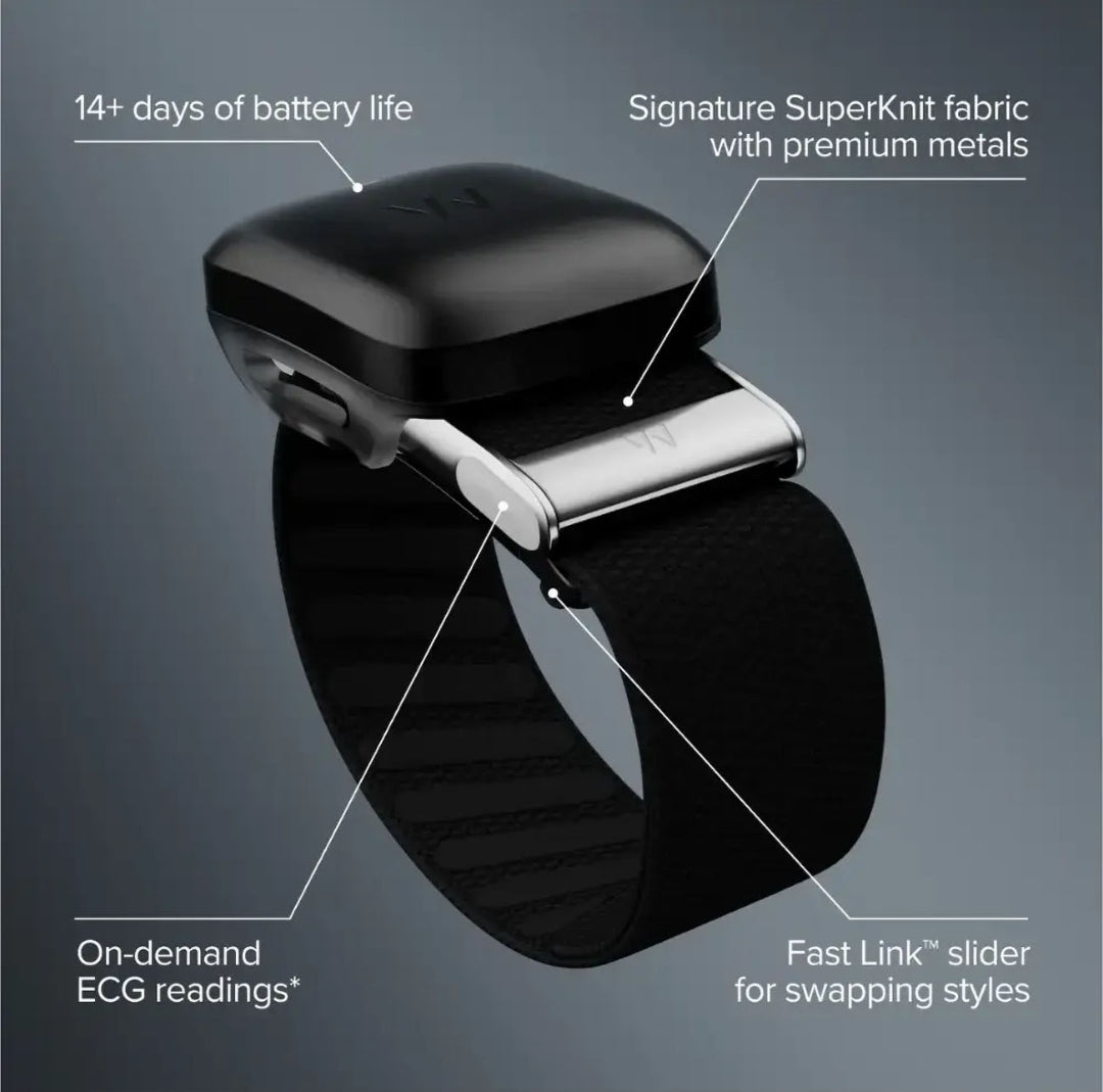 Whoop MG Life  SuperKnit Luxe Band ( Obsidian with Titanium )