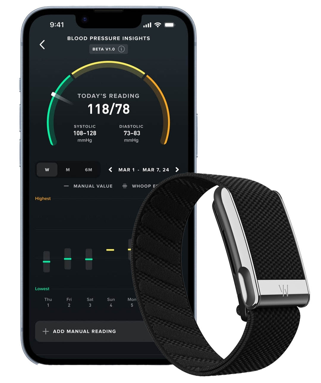 Whoop MG Life  SuperKnit Luxe Band ( Obsidian with Titanium )