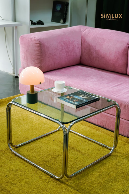 SIMLUX Chrome Table ( Tempered Glass)