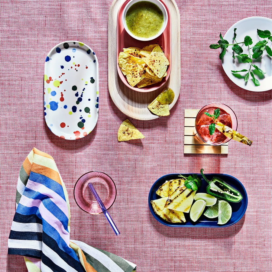 RÖDSNULTRA Serving plate, mixed patterns, 20x11 cm
