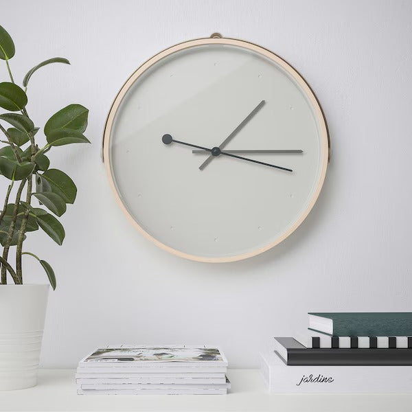 ROTBLÖTA Wall clock, ash veneer/light grey, 42 cm