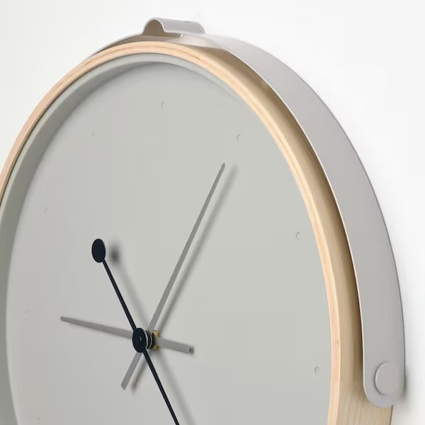 ROTBLÖTA Wall clock, ash veneer/light grey, 42 cm