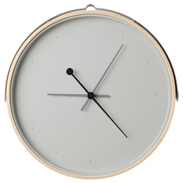 ROTBLÖTA Wall clock, ash veneer/light grey, 42 cm